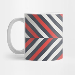 Diagonal black white and red stripes Mug